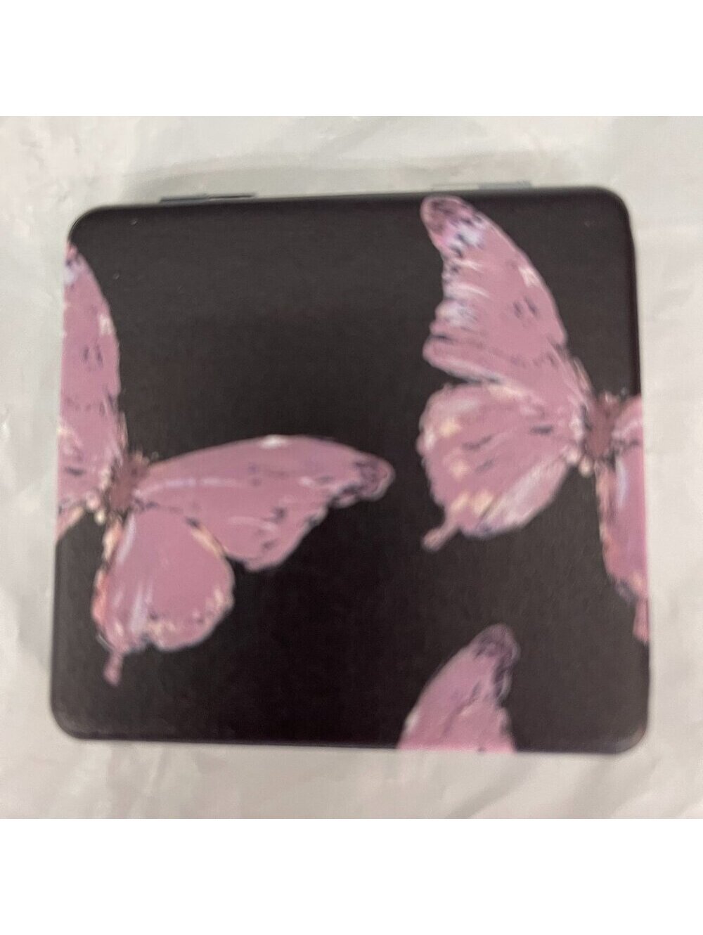 Lavender Butterflies on black Magnifying Mirror NEW